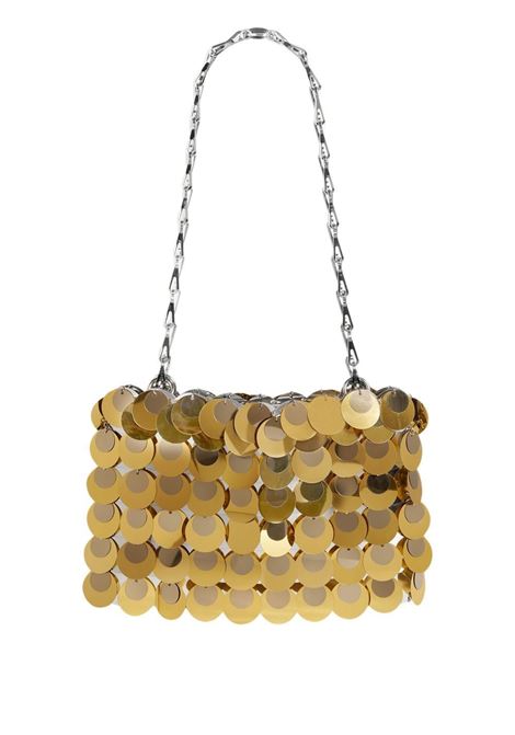 Borsa a tracolla decorata con paillettes a catena color oro RABANNE | 23SSS0093PLX100M797